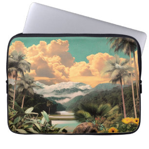 Surreal Tropical Valley With Palm Trees Laptop Sleeve