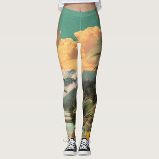 Surreal Tropical Valley With Palm Trees Leggings