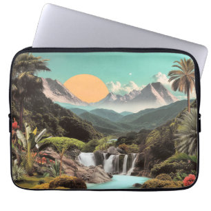 Surreal Tropical Valley With Waterfalls Laptop Sleeve