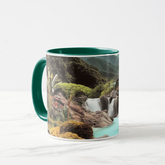 Surreal Tropical Valley With Waterfalls Mug (Front Left)