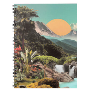Surreal Tropical Valley With Waterfalls Notebook