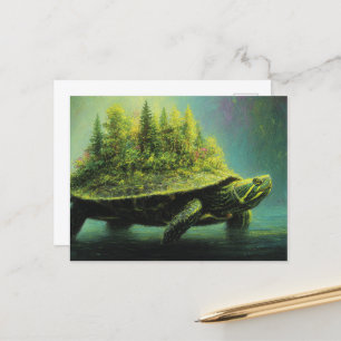 Surreal Turtle With a Forest on Shell Postcard