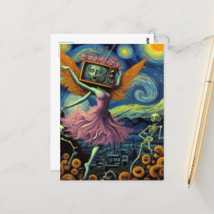 Surreal TV ballerina dancer ghouls Postcard