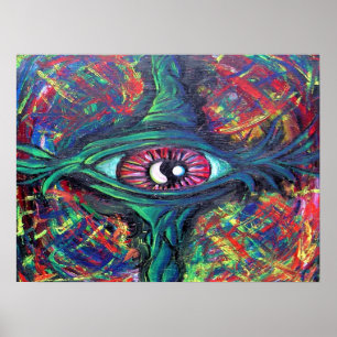 Surreal Twisted Trippy Eye Visionary Oil Painting  Poster