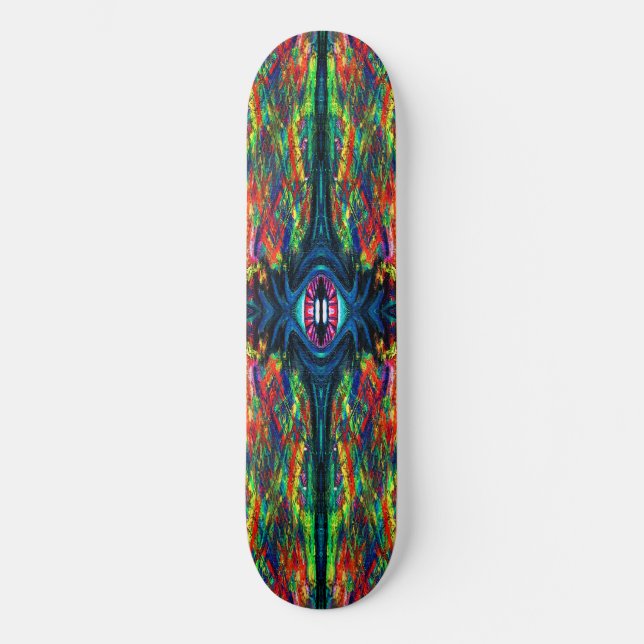 Surreal Twisted Trippy Eye Visionary Oil Painting  Skateboard (Front)