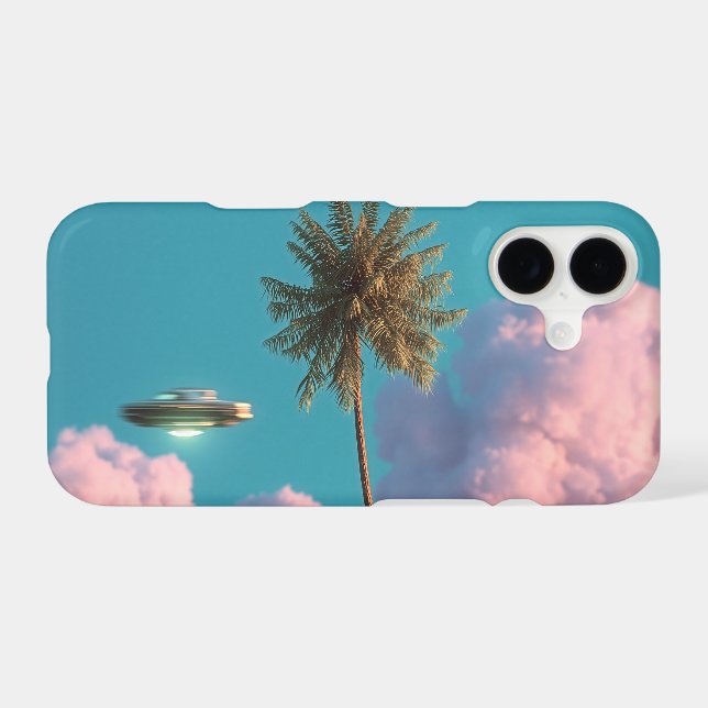 Surreal UFO and Palm Tree Mountain Scene (Back Horizontal)