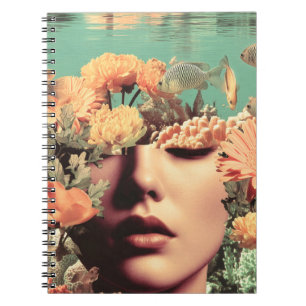 Surreal Underwater Portrait With Coral Flowers Notebook