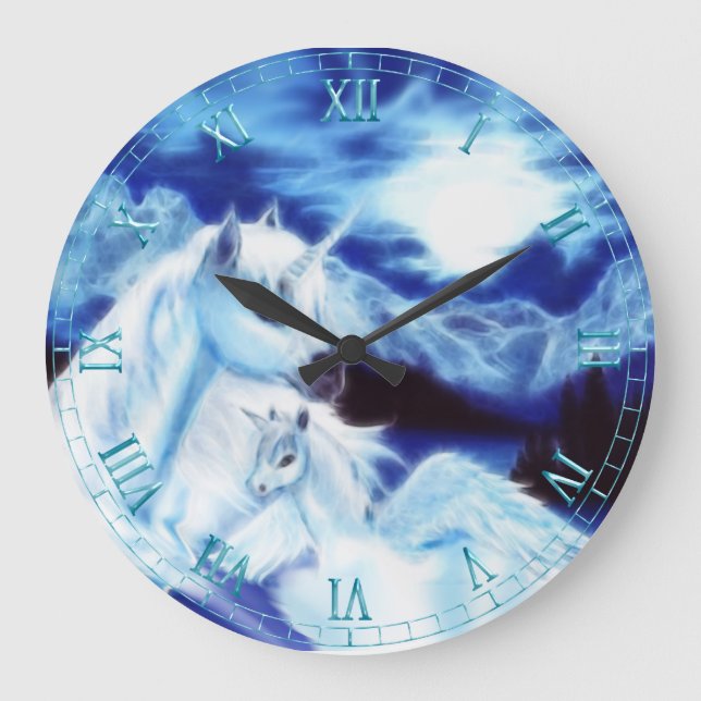 Surreal Unicorn Baby and Mum  Wall Clock (Front)