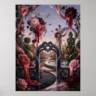 Surreal Valentine Garden Dream Poster