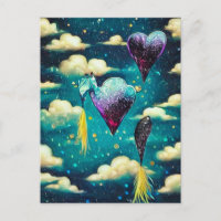 Surreal Vintage Clouds & Heart Balloons