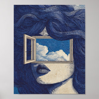 Surreal Vintage Female Wall Art – Stylized Woman w