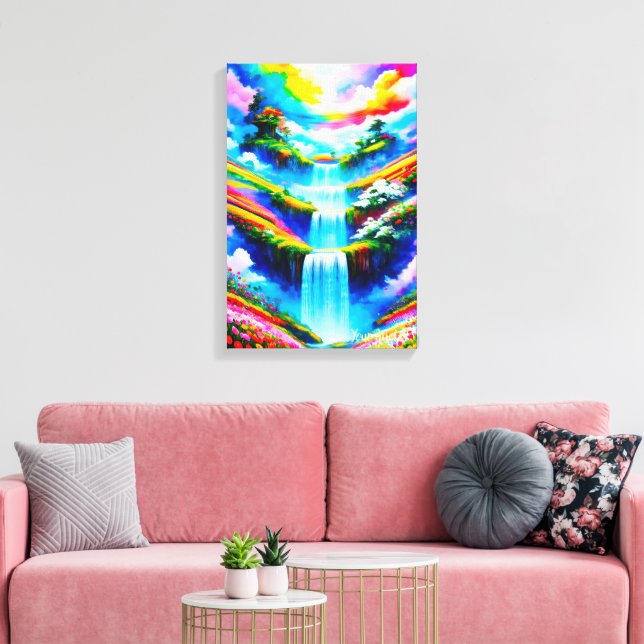Surreal Waterfall Fantasy Art Canvas Print (Insitu(LivingRoom))