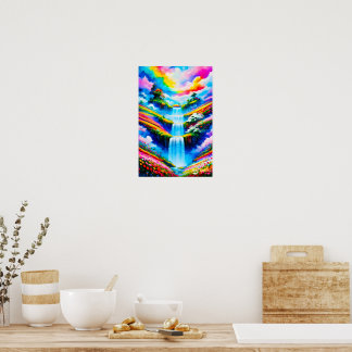 Surreal Waterfall Fantasy Art Poster