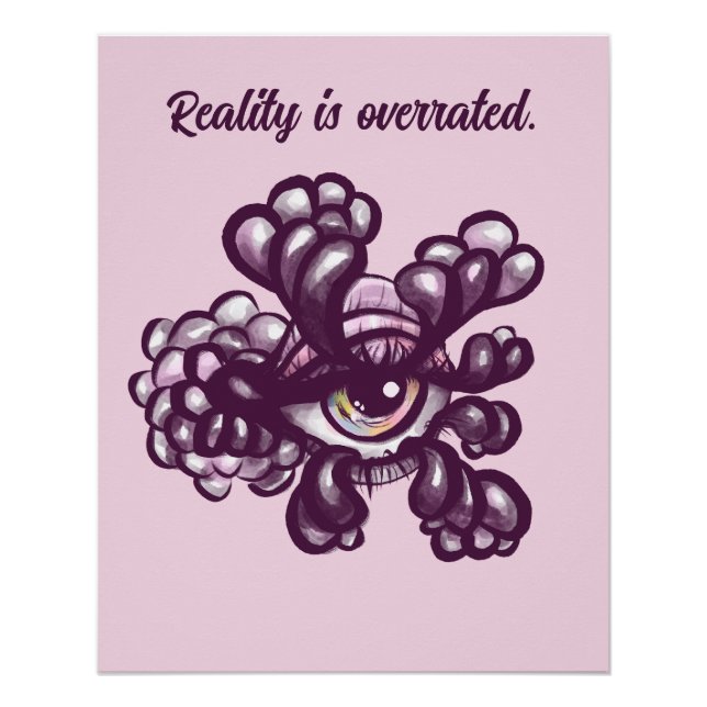 Surreal Weirdcore Eye Artwork in Dreamy Pastel Poster (Front)