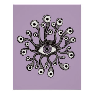 Surreal Weirdcore Eye Tentacle Artwork - Purple Poster