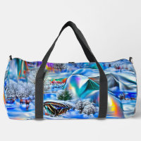Surreal Winter Wonderland with Iridescent Lights