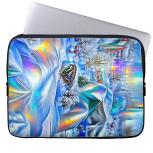 Surreal Winter Wonderland with Iridescent Lights Laptop Sleeve