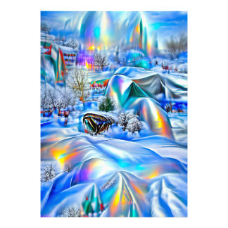 Surreal Winter Wonderland with Iridescent Lights Photo Print