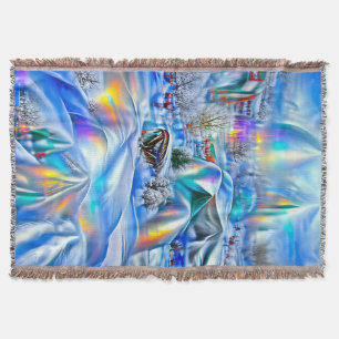 Surreal Winter Wonderland with Iridescent Lights Throw Blanket