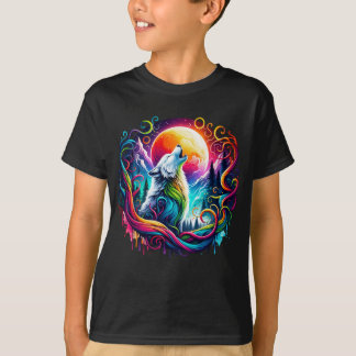 Surreal Wolf Howling at the Moon 02 T-Shirt