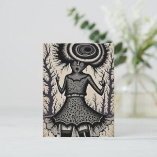 Surreal Woman Black and White Postcard