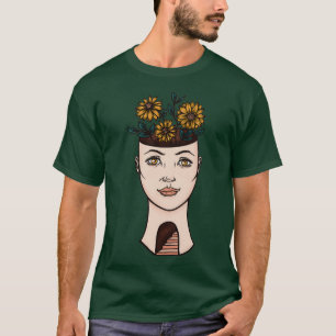 Surreal Woman Flower Head Art T-Shirt