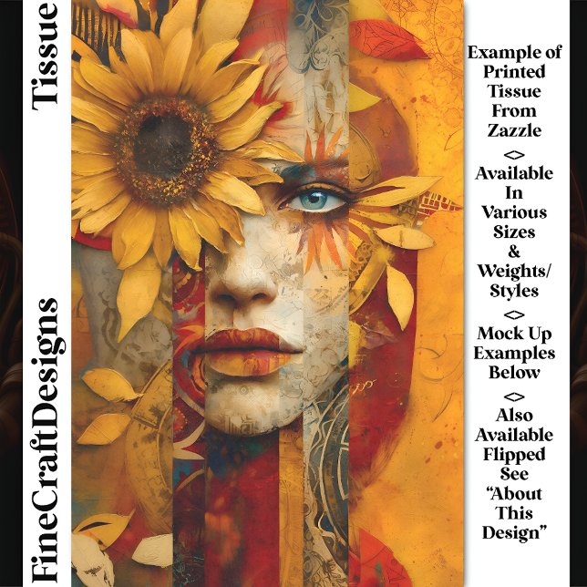 Surreal Woman & Sunflower Collage DS7R Decoupage Tissue Paper (Creator Uploaded)