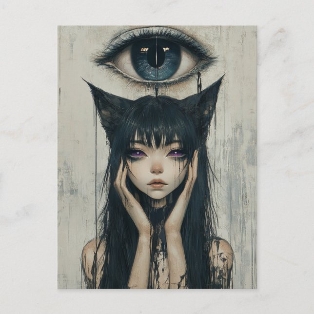 Surreal Woman with cat ears  Postcard (Front)