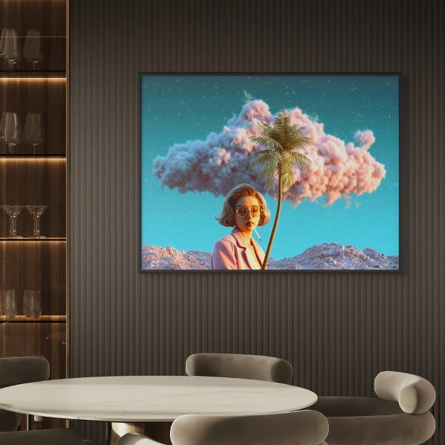 Surreal Woman with Palm Tree Canvas Print (Surreal Woman with Palm Tree)