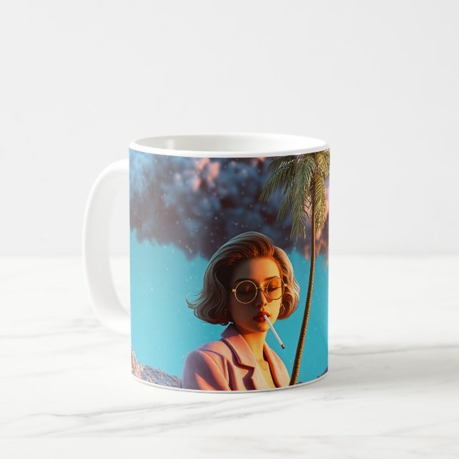 Surreal Woman with Palm Tree Coffee Mug (Front Left)