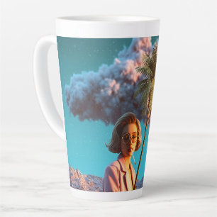 Surreal Woman with Palm Tree Latte Mug