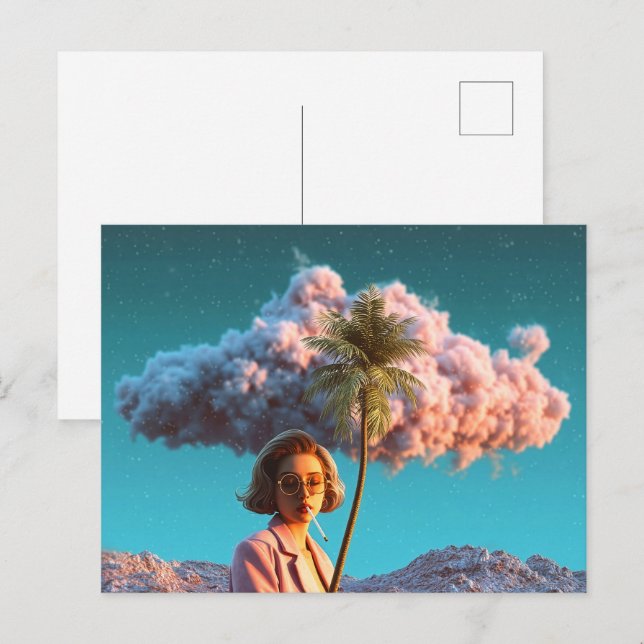 Surreal Woman with Palm Tree Postcard (Front/Back)