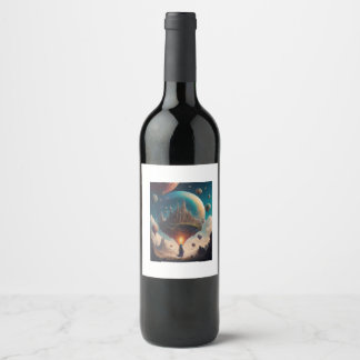 Surreal world wine label