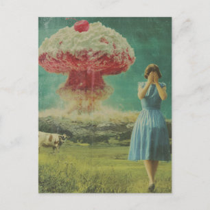 Surreal Yummy Cherry Desert in the Dairy Pasture Postcard