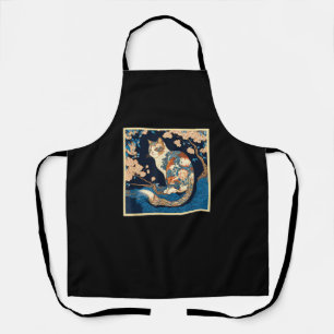 Surrealism Japanese Painting Neva Masquerade cat Apron