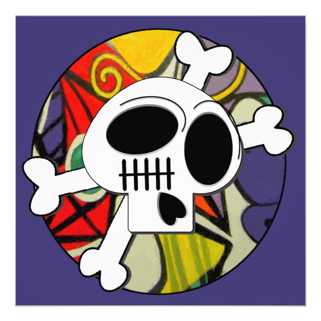 Surrealism Kawaii Goth Skull and Crossbones Photo Print (Front)