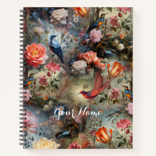 Surrealist Art with Flowers & Birds Notebook