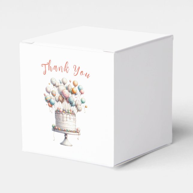 Surrealist, Balloons and Birthday Cake Thank You Favour Box (Front Side)