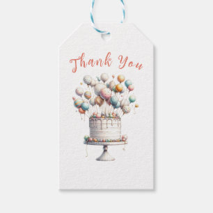 Surrealist, Balloons and Birthday Cake Thank You Gift Tags