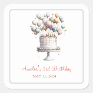 Surrealist Birthday Cake & Balloons Custom Sticker