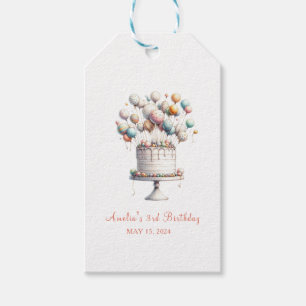 Surrealist Birthday Cake & Balloons Custom Sticker Gift Tags