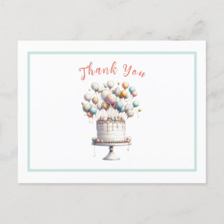 Surrealist, Cute Balloons and Birthday Cake Postcard