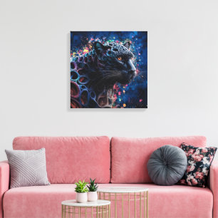 Surrealist Digital Watercolor of a Black Panther Canvas Print