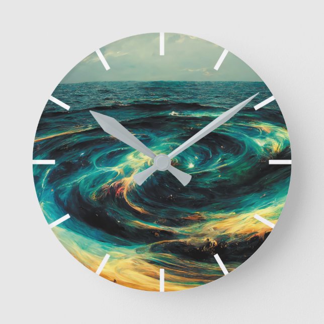 Surrealistic Art | A Galaxy Of Ocean Round Clock (Front)