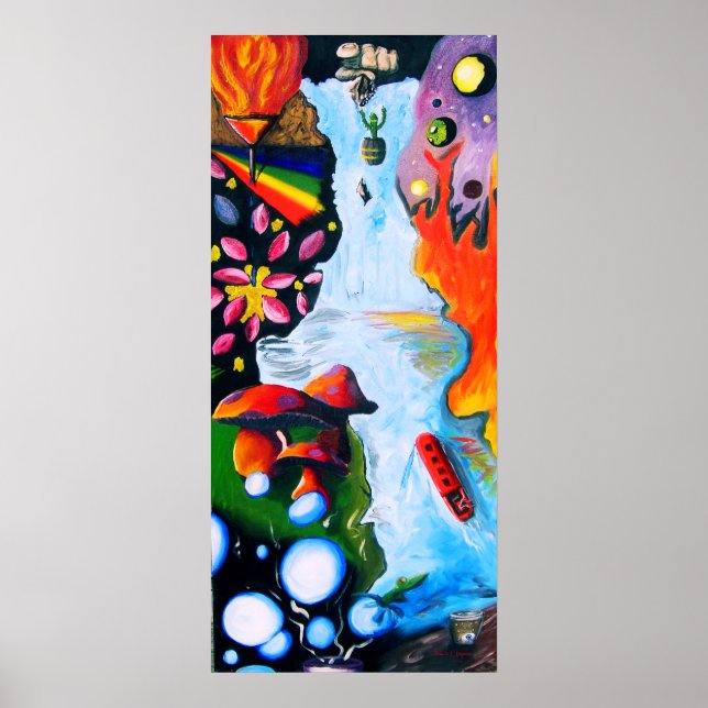 Surrealistic Fantasy Mushroom Wonderland Poster (Front)