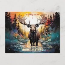 Surrealistic Moose Standing In Water