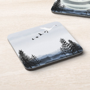 Surrealistic winter landscape coaster