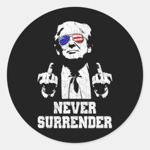 Surrender President Donald Trump Middle Finger Classic Round Sticker