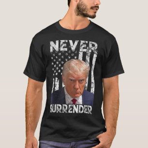 Surrender Trump Mug Shot 2024 American Flag Women T-Shirt