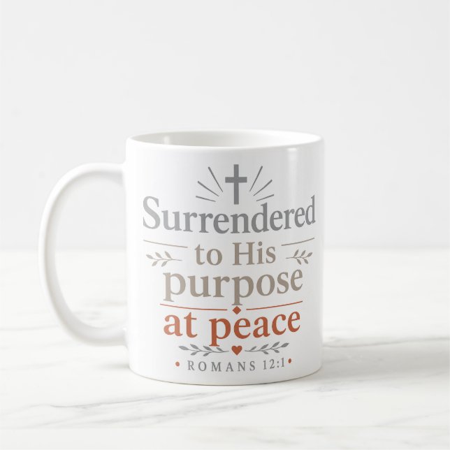 Surrendered To His Purpose — At Peace Minimalist Coffee Mug (Left)